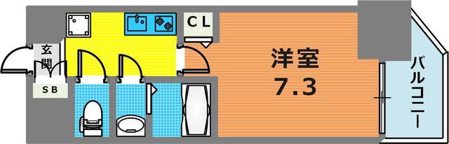 セオリー神戸クレール(1K/12階)の間取り写真