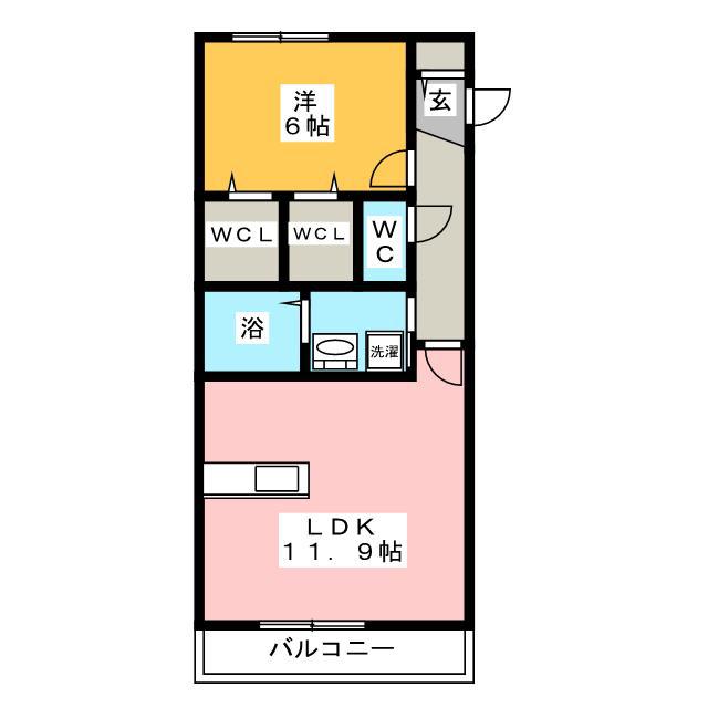 ルミエール峰沢(1LDK/1階)の間取り写真