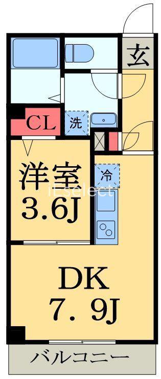 金太郎ヒルズ204(1DK/3階)の間取り写真