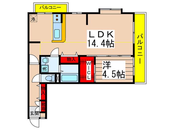 メゾン・ヌーベル(1LDK/4階)の間取り写真