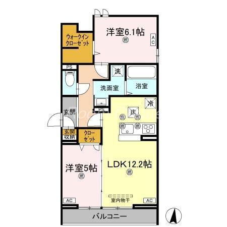 アズールスカイ(2LDK/1階)の間取り写真