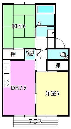 ルネス88(2DK/1階)の間取り写真
