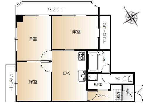 プリオーレ神戸(3DK/7階)の間取り写真