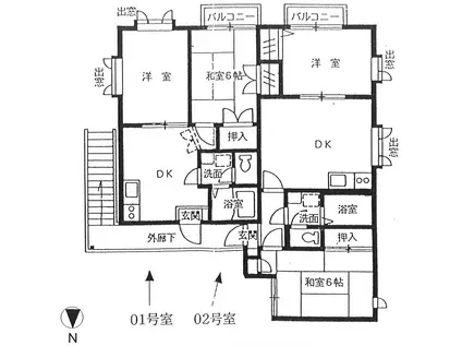 アーバニ三橋(2DK/2階)の間取り写真