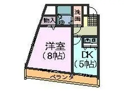 ロイヤルヒルズ丘上(1DK/2階)の間取り写真