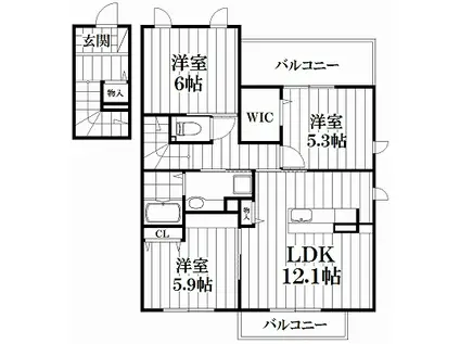 グランド デルニエ(3LDK/2階)の間取り写真