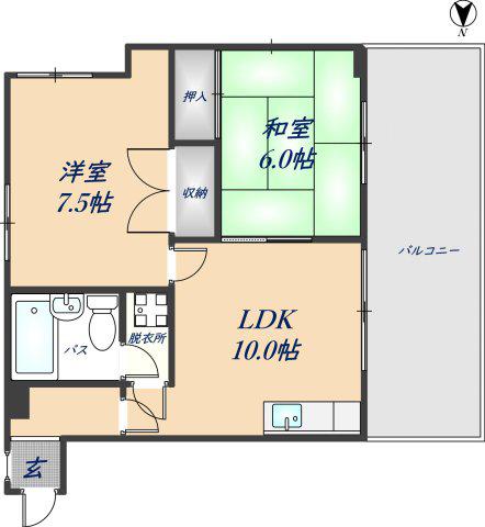 志紀ロイヤルハイツ(2LDK/3階)の間取り写真