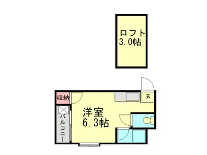 グリーンハイツ(ワンルーム/1階)の間取り写真