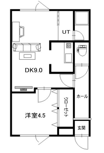 ハイツアビ-ロード(1DK/2階)の間取り写真