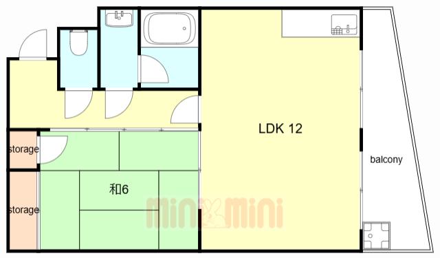 魚住コーポ(1LDK/3階)の間取り写真