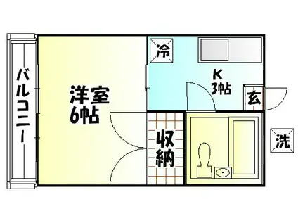 シンエイハイツ(1K/1階)の間取り写真