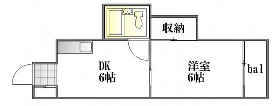 コーポラスマツモトI(1DK/4階)の間取り写真