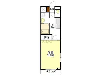 ハイツ南丸之内(1K/2階)の間取り写真