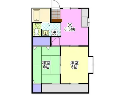 フローラルハイム(2DK/1階)の間取り写真