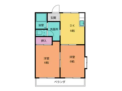 オーシャン(2DK/2階)の間取り写真