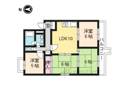 シャルト北苑(4LDK/3階)の間取り写真