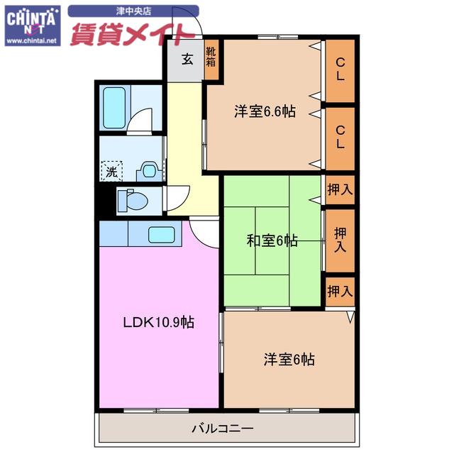 サンパレス(3LDK/2階)の間取り写真