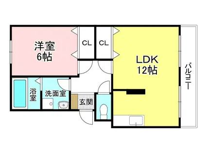 グランベールJIN(1LDK/2階)の間取り写真