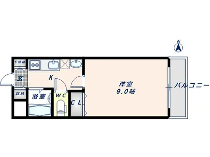 リバーライズ高井田(1K/3階)の間取り写真