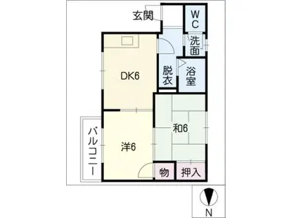 リバーサイドハイツ(2DK/2階)の間取り写真