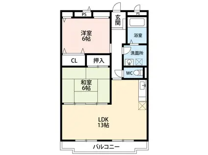 S.D VILLAGE(2LDK/2階)の間取り写真