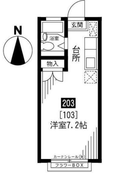 エステートピアU(ワンルーム/2階)の間取り写真