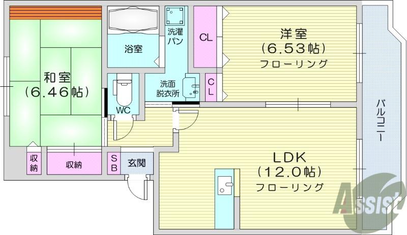 レジュウィールE(2LDK/2階)の間取り写真