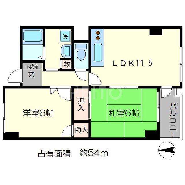 シルベーヌ北山(2LDK/4階)の間取り写真