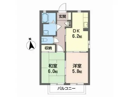 シャーメゾン豊田B棟(2DK/2階)の間取り写真