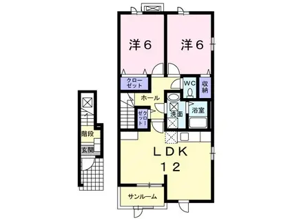 ビリーブA(2LDK/2階)の間取り写真