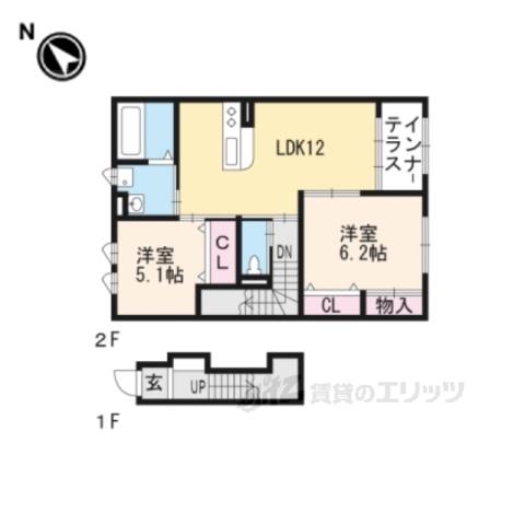 グリーンベル(2LDK/2階)の間取り写真