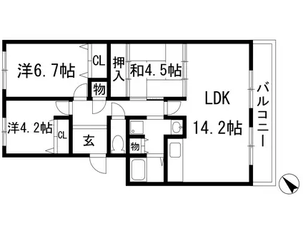 エステートプラザ中野(3LDK/3階)の間取り写真