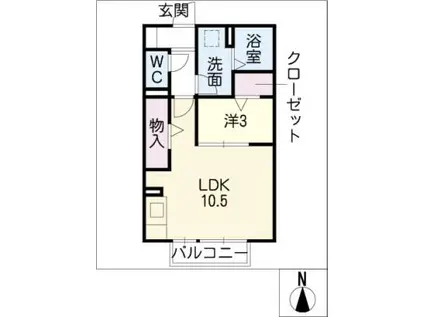 タウンコート二ツ橋(1LDK/2階)の間取り写真