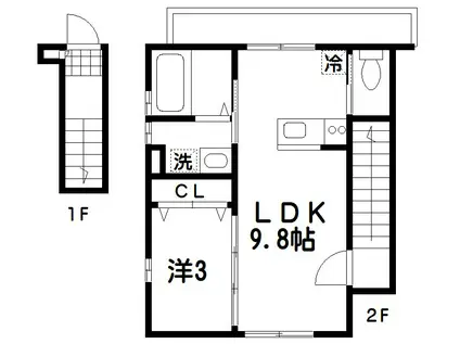 シェ・モア(1LDK/2階)の間取り写真
