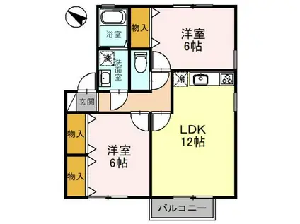 アドラブールI/II(2LDK/1階)の間取り写真