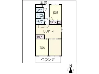 メゾンドアーカンシェル(2LDK/4階)の間取り写真