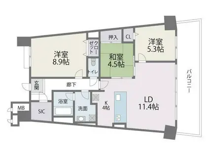 アイランドシティインフィニガーデン イースト棟(3LDK/3階)の間取り写真