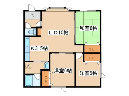 リバーハイツD(3LDK/2階)の間取り写真