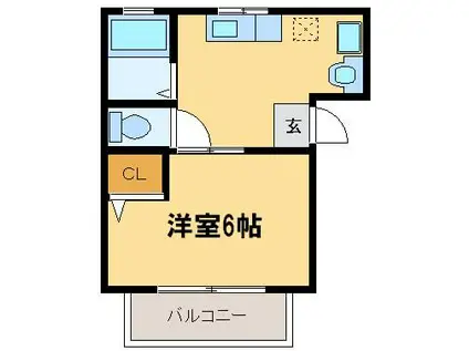 クレスト桐里(1K/1階)の間取り写真