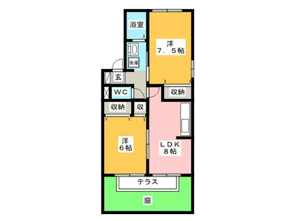 シェソワN B(2LDK/1階)の間取り写真