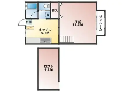 ロフティコートK(1K/2階)の間取り写真