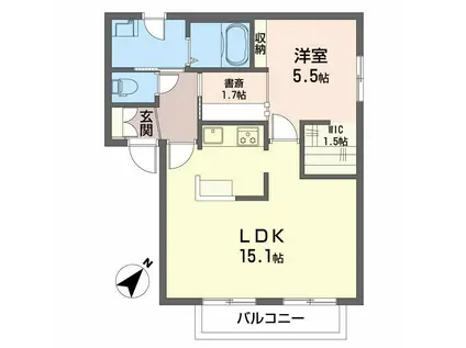 グランドールタモリA(1LDK/2階)の間取り写真