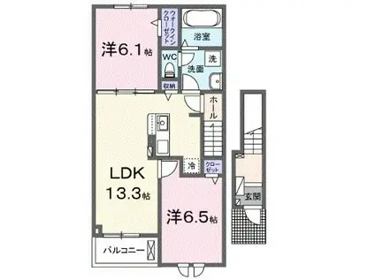 アーバンコート 西青山 北棟(2LDK/2階)の間取り写真