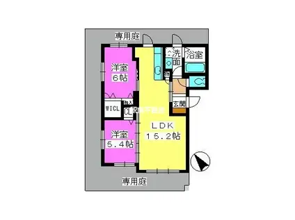 ラフィーネ(2LDK/1階)の間取り写真