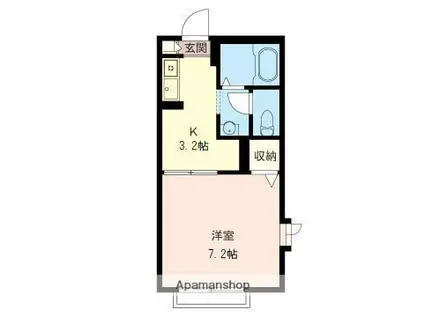 ビューラゆりのきII(1K/1階)の間取り写真