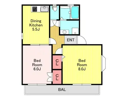 サンライトE・K(2DK/3階)の間取り写真