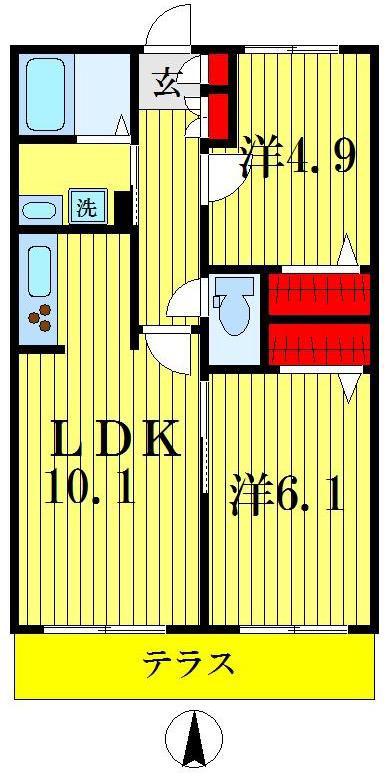 メルヴェーユ(2LDK/1階)の間取り写真