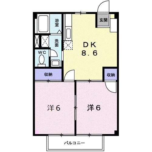 カーム小林(2DK/2階)の間取り写真