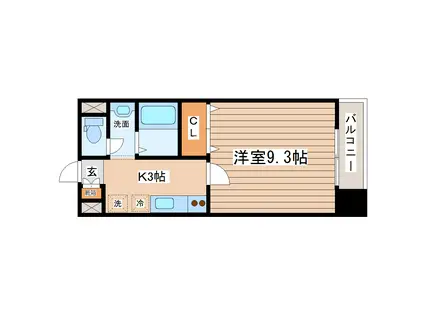 ポルトフィーノ仙台ウエスト(1K/2階)の間取り写真