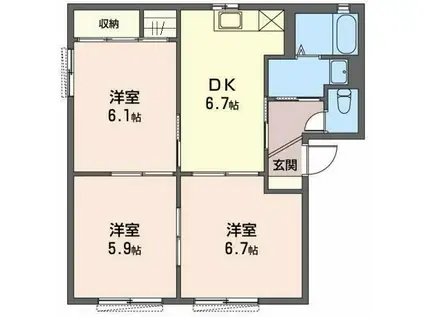 ジュビレオ弐番館(3DK/1階)の間取り写真